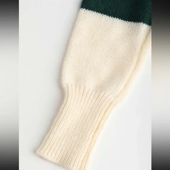 (SOLD) Green Striped Knitted Sweater - Picture 5 of 7